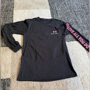 Simply Southern - “LOVE ALL YOU DO” Black Shirt with Pink Sleeve - small